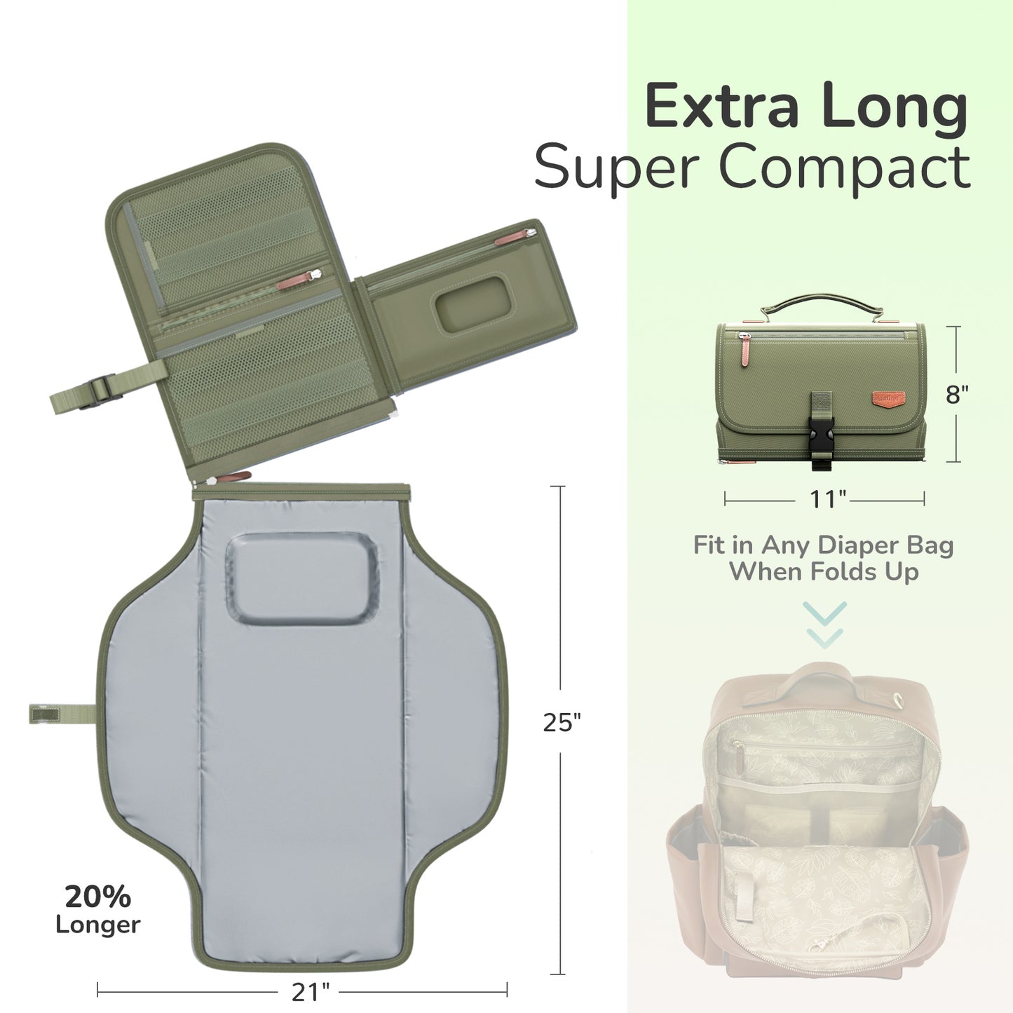 Portable Diaper Changing Pad for Baby(Army Green)